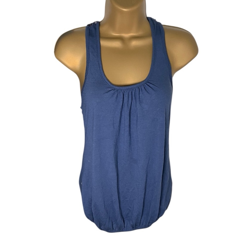 Kimchi & Blue Racerback Tank Top Textured Embroidered Appliqué Back Blue S
